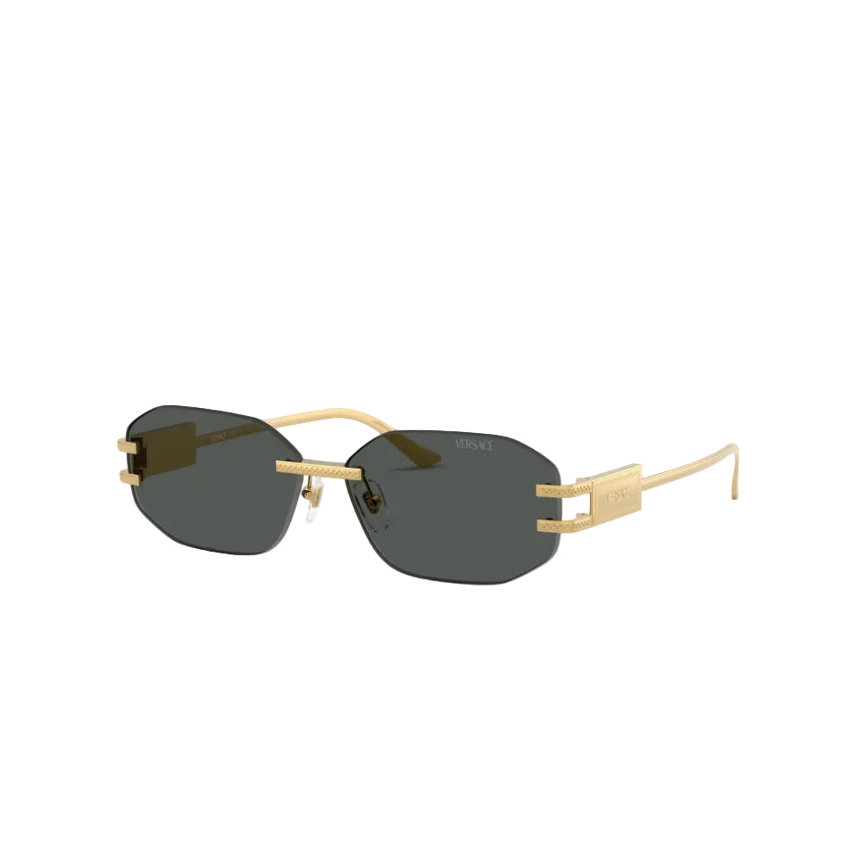 Bestseller VERSACE Damier Plaque Rimless Irregular Sunglasses