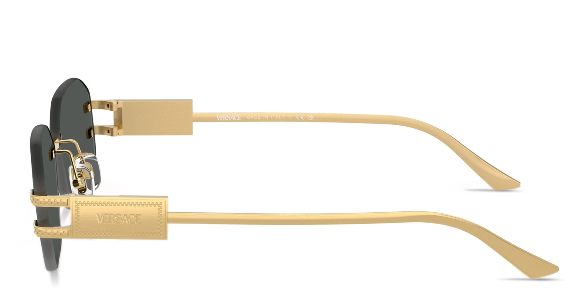 Bestseller VERSACE Damier Plaque Rimless Irregular Sunglasses