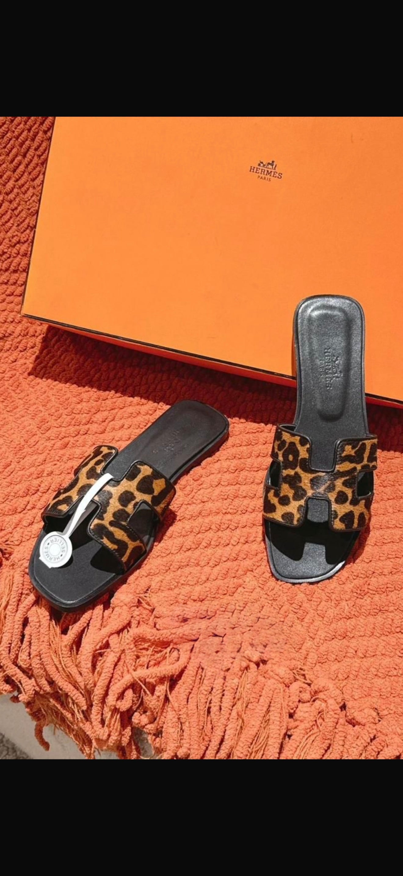 Oran sandals in a leopard print pony-hair material
