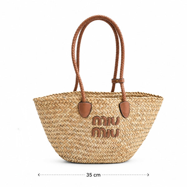 Miu Miu woven raffia tote bag
