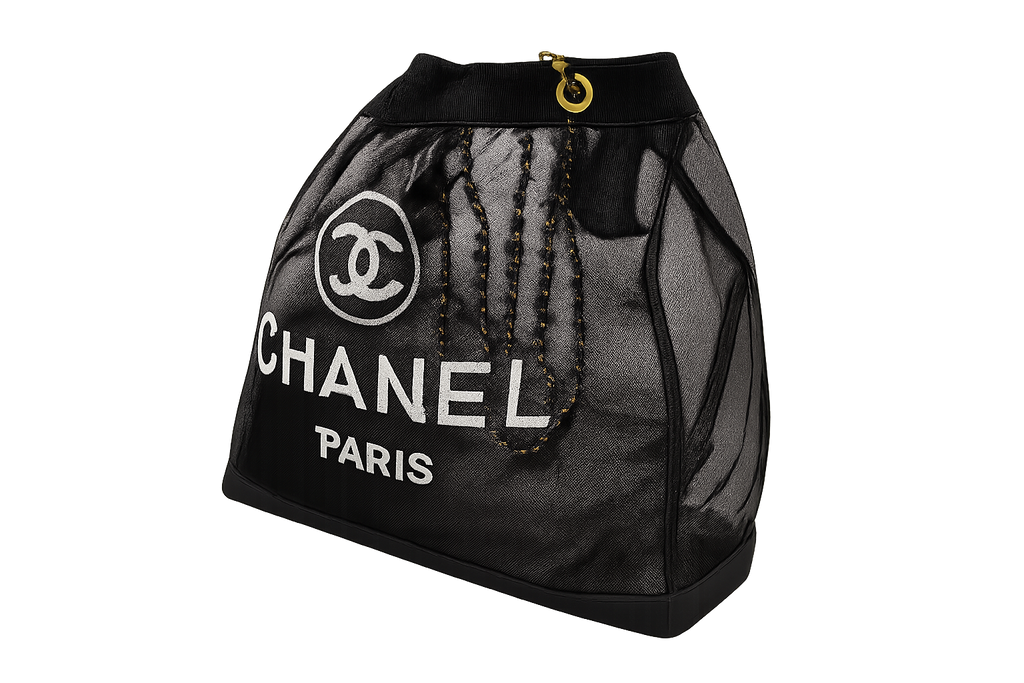 Chanel VIP gift black mesh beach tote bag