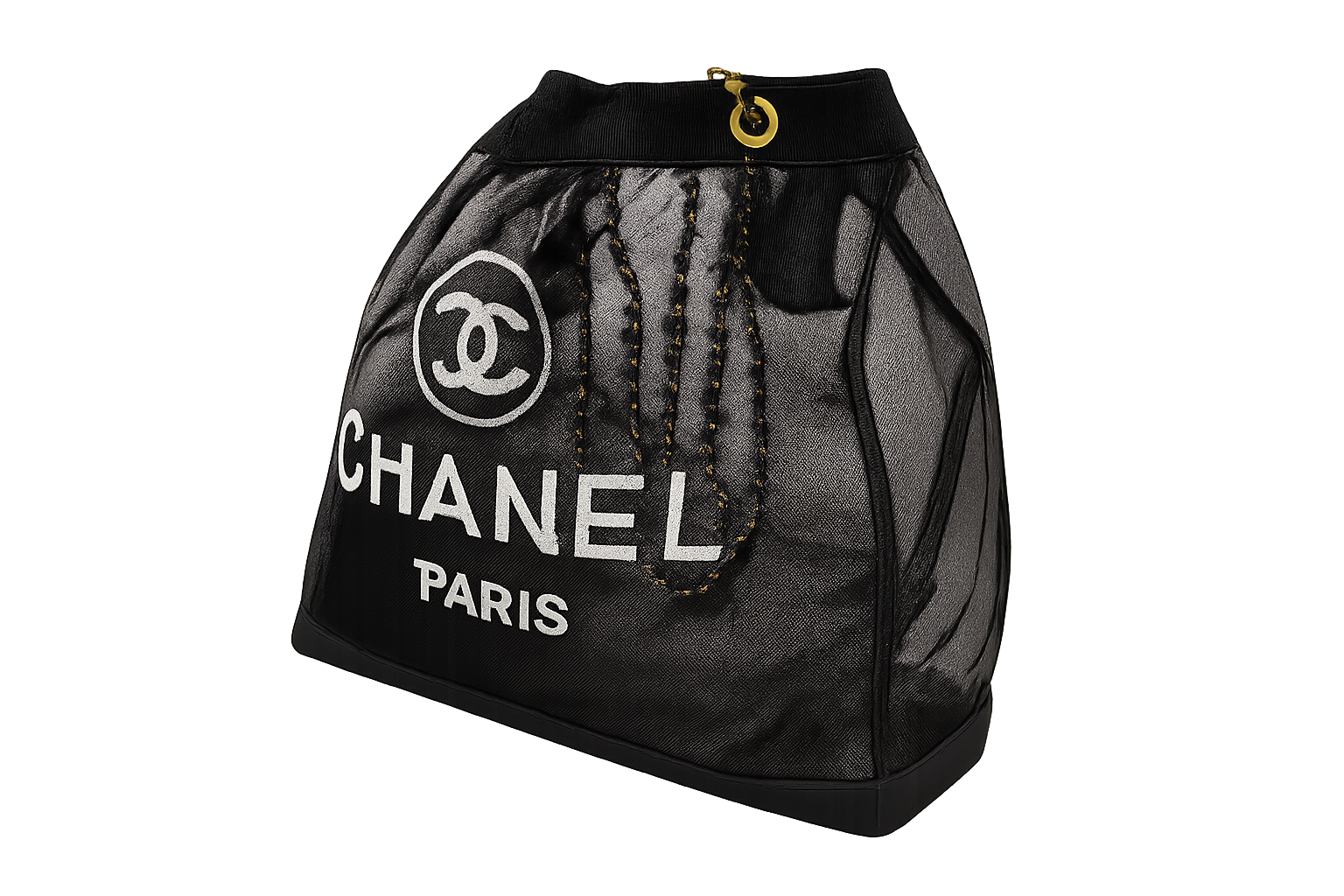 Chanel VIP gift black mesh beach tote bag