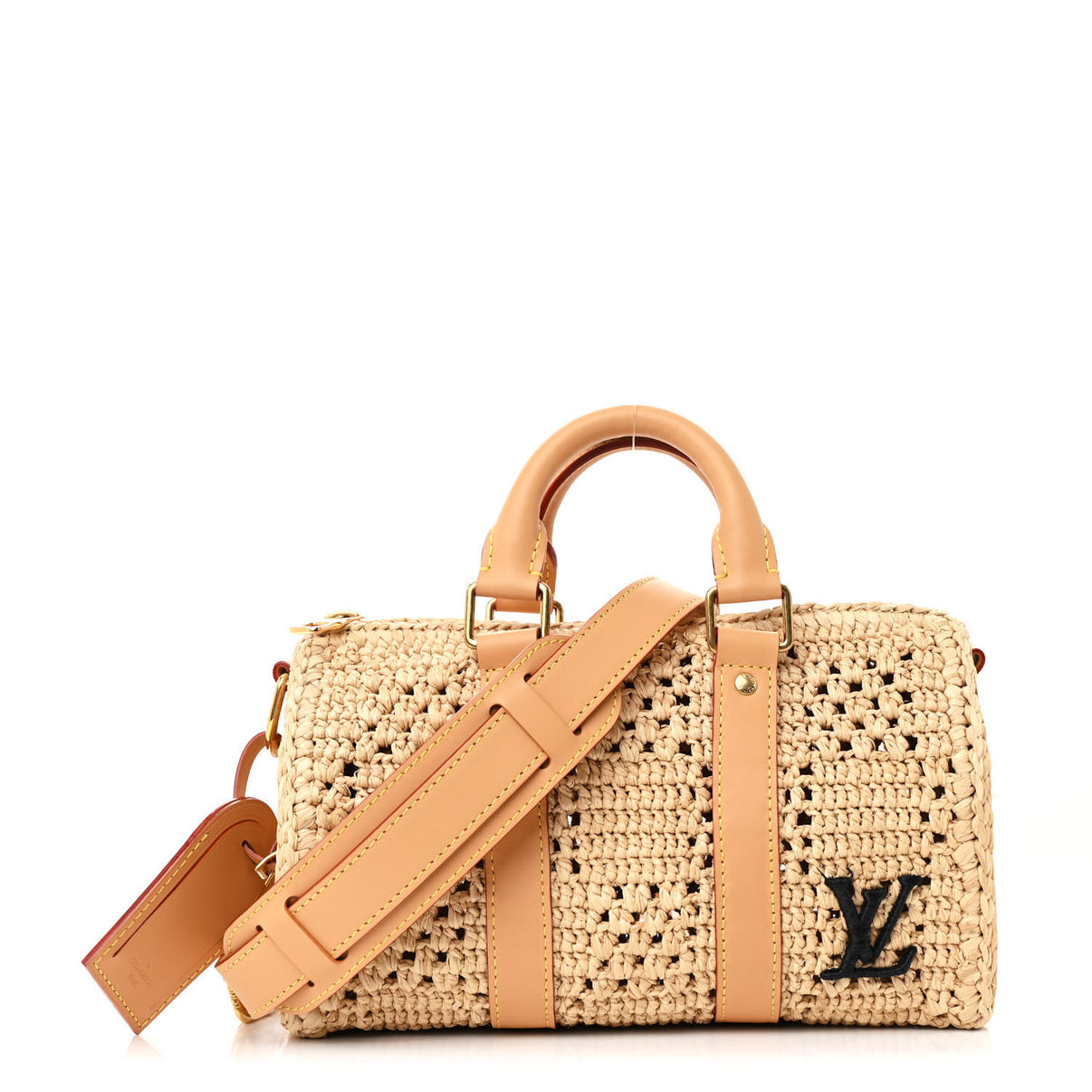 Damier Raffia Keepall Bandouliere 25 Natural Beige