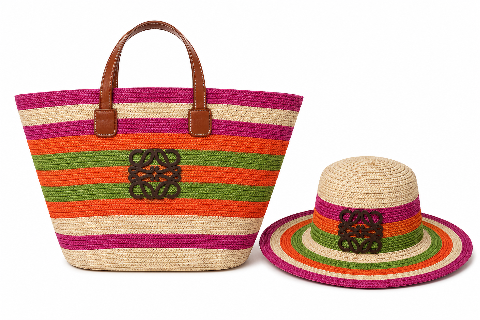 Loewe Paula's Ibiza Anagram basket bags and matching hats