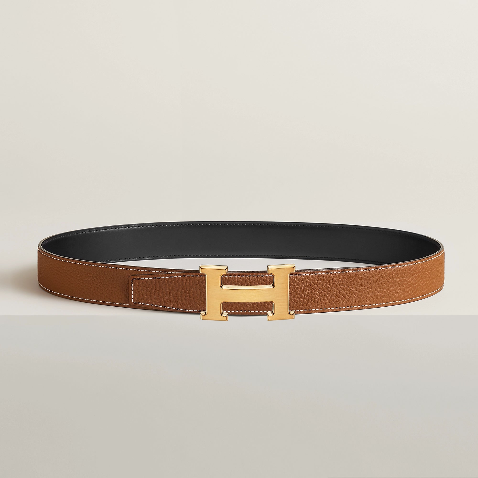 H belt buckle leather strap