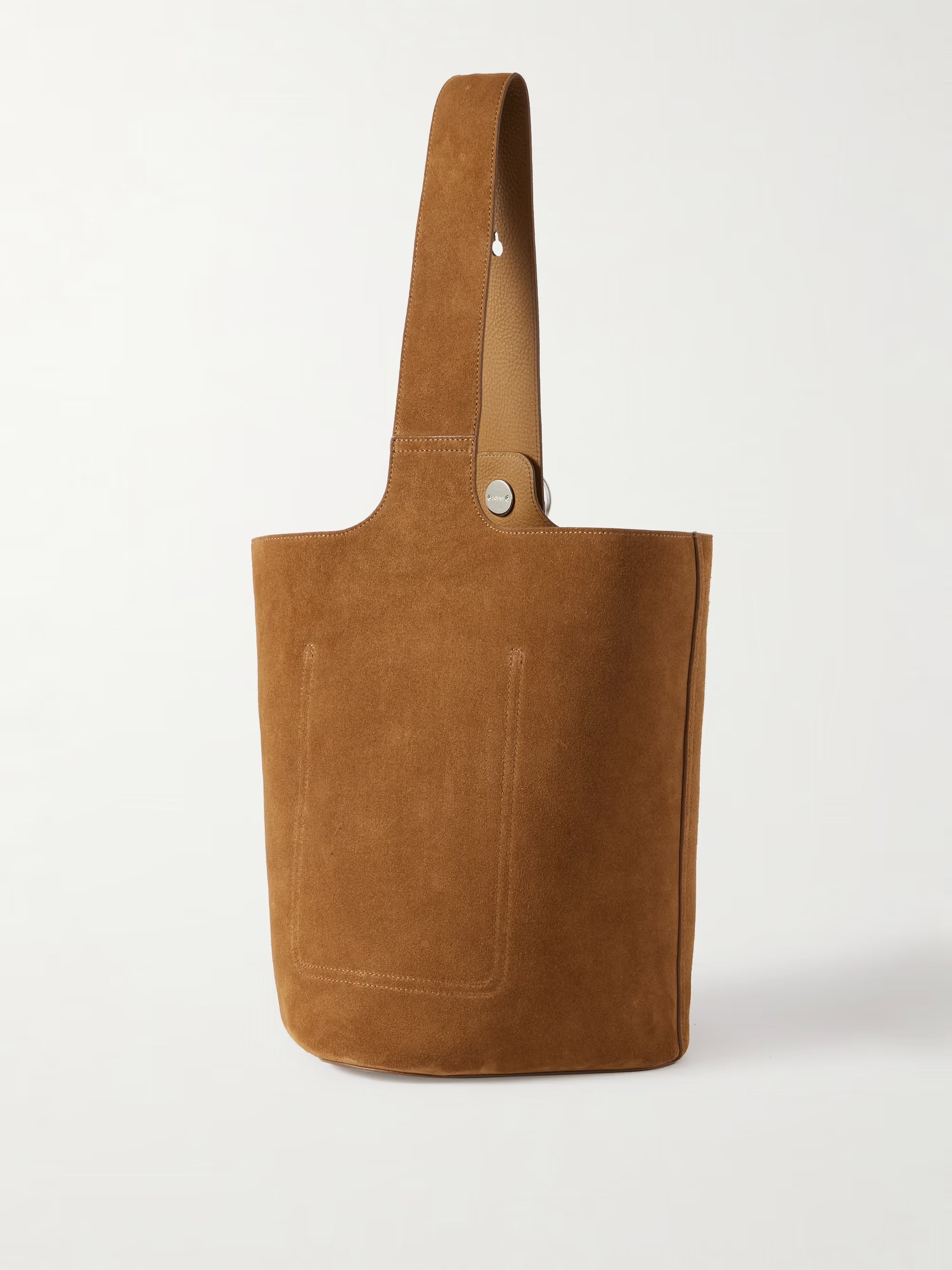 Pebble embellished suede bucket bag