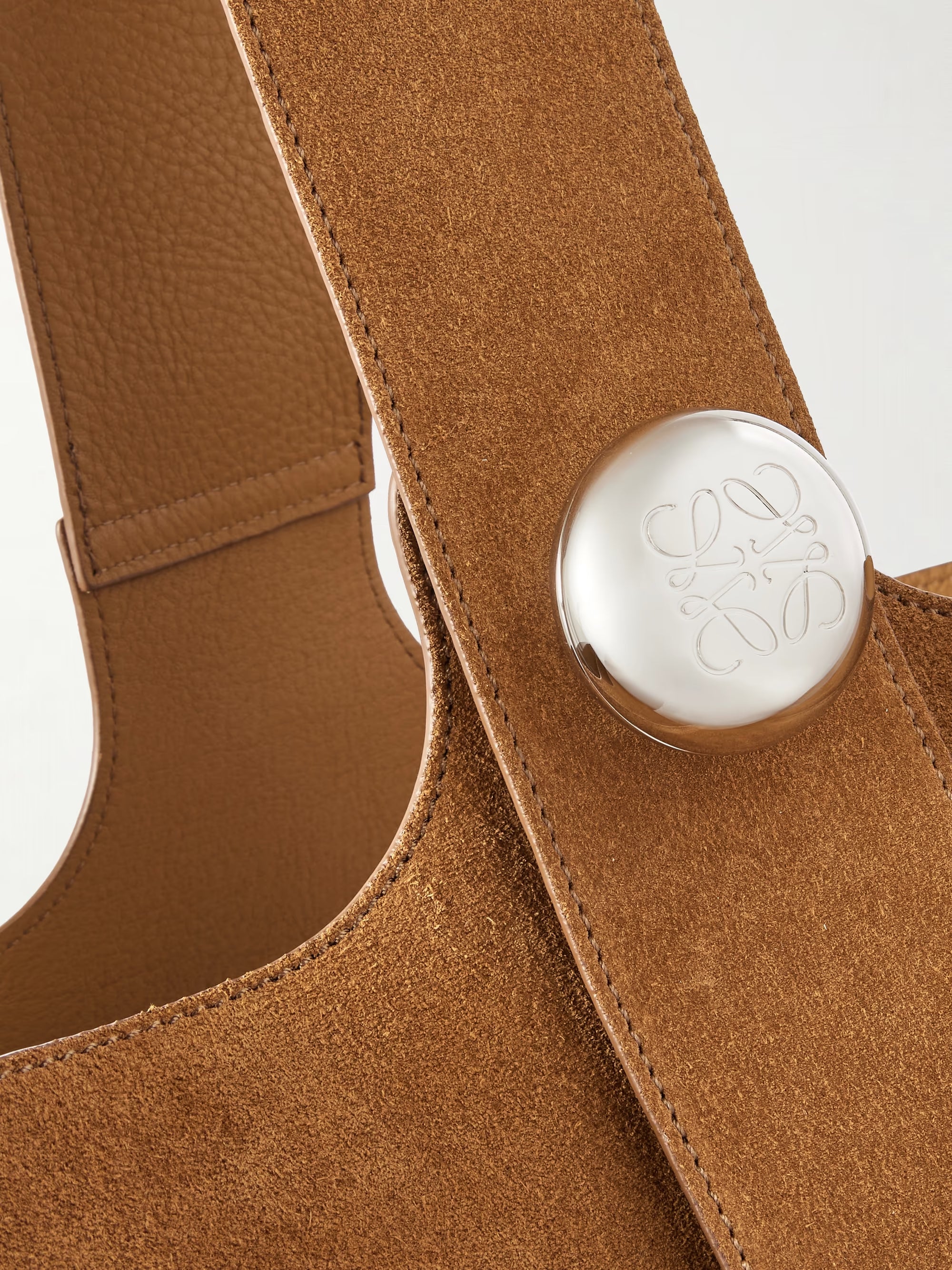 Pebble embellished suede bucket bag